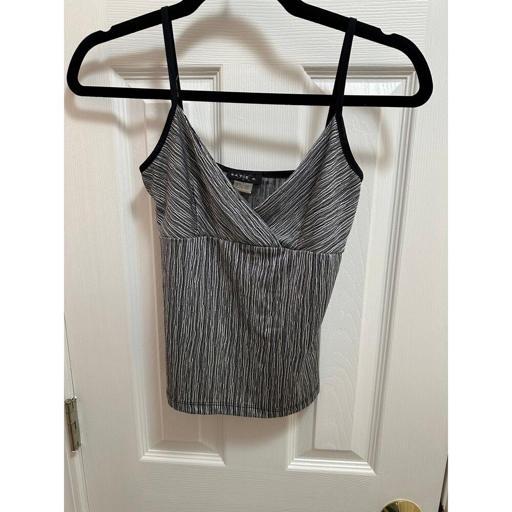 Katie K Spaghetti Strap Top Size Small Black/Gray